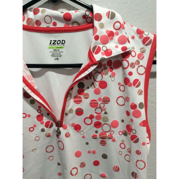 IZOD perform Basix cool FX Large womens sleeveless golf shirt zip front print - Picture 4 of 5